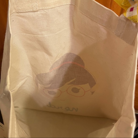CUTE ANIMATED “NERD” FABRIC TOTE BAG Cartoon Girl Kawaii Style Eyeglasses Anime - Picture 8 of 9